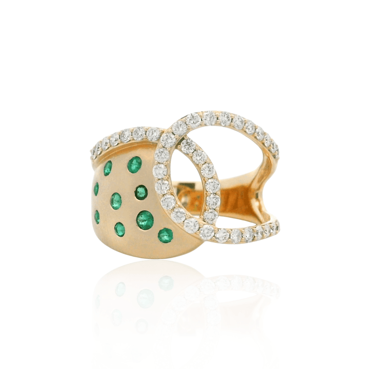 14K Yellow Gold 0.67CTW Emerald & Diamond Statement Ring