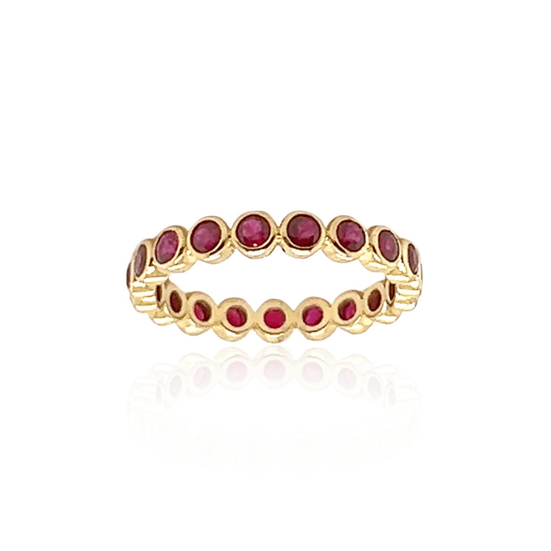 18K Yellow Gold Ruby Bezel-Set Eternity Band