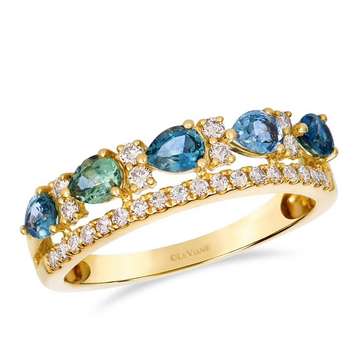 14K Yellow Gold Natural Montana Sapphire and Diamond Ring by Le Vian