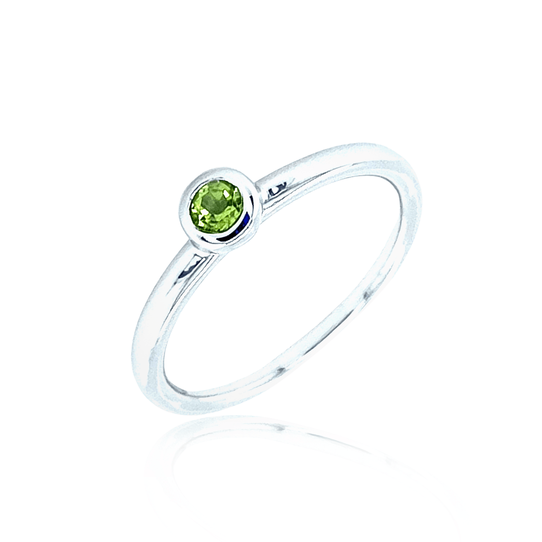 Sterling Silver 3MM Peridot Solitaire Ring