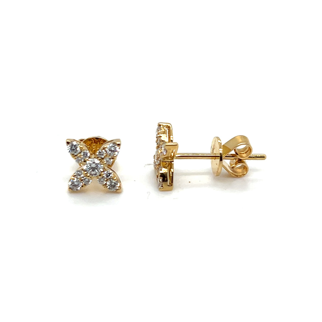 18K Yellow Gold 0.44ctw Diamond X Stud Earrings