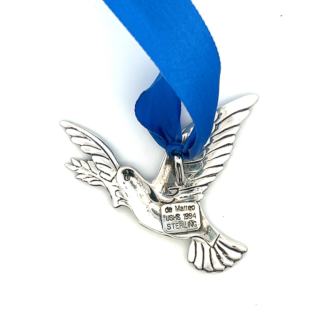 Estate Sterling Silver De Matteo United States Historical Society Turtle Dove Ornaments, 1994 Edition