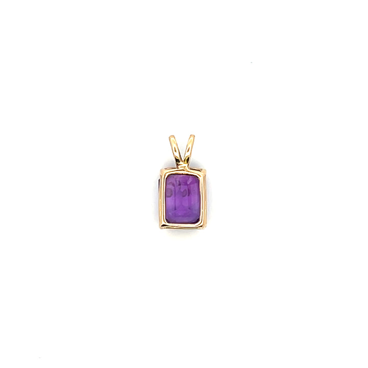 Estate 14K Yellow Gold 3.06CTW Emerald-Cut Amethyst Solitaire Pendant