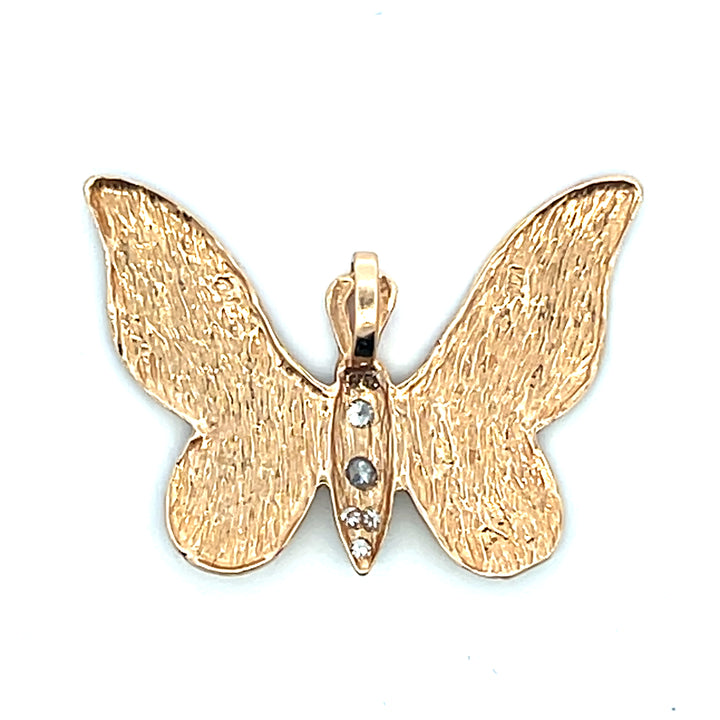Estate 14K Yellow Gold 0.20CTW Diamond Butterfly Pendant