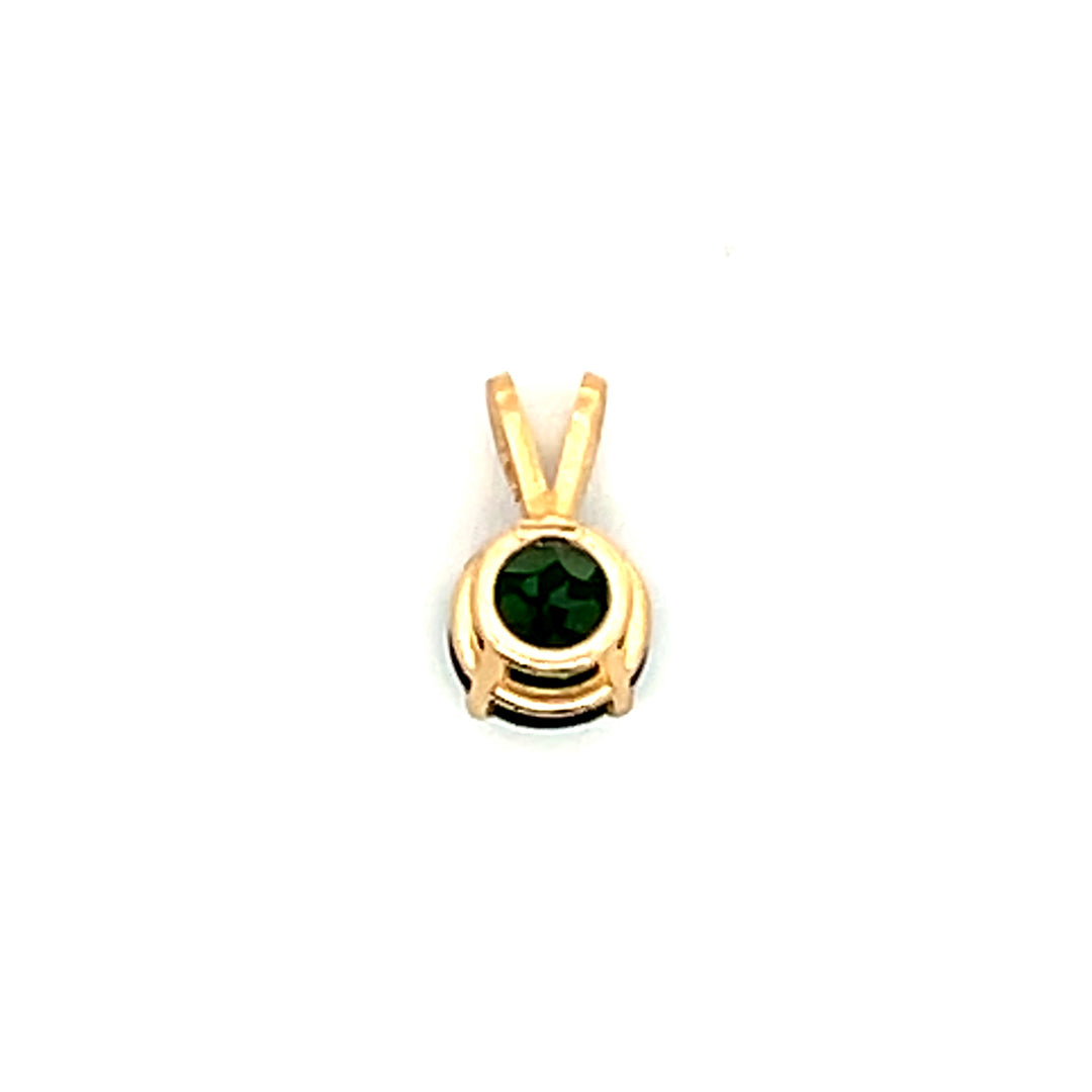 Estate Contemporary 14KT Yellow Gold Green Diopside Solitaire Pendant