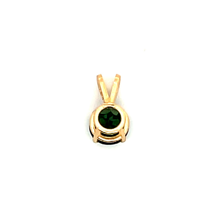 Estate Contemporary 14KT Yellow Gold Green Diopside Solitaire Pendant