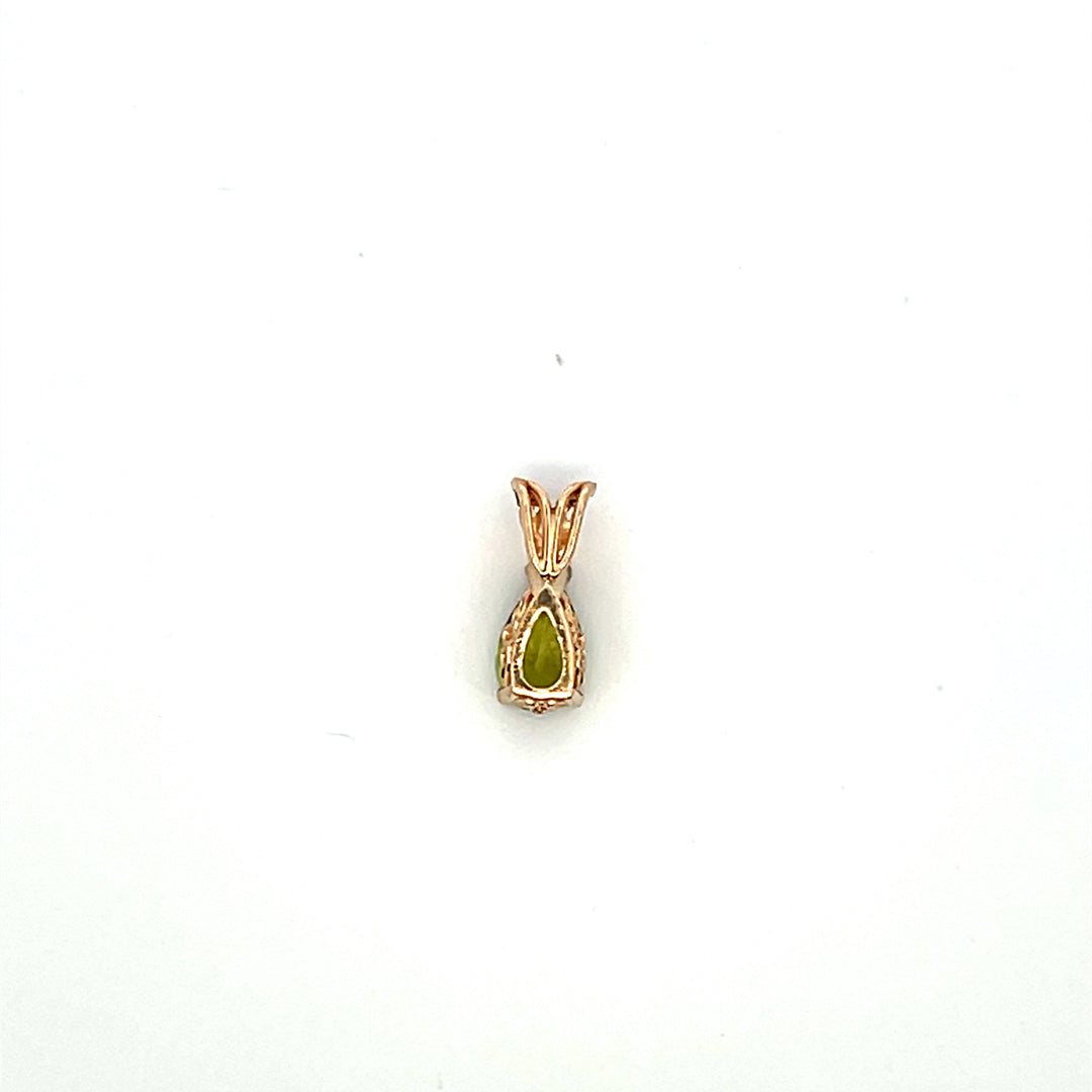 Estate 14K Yellow Gold Pear-Cut Peridot Solitaire Pendant
