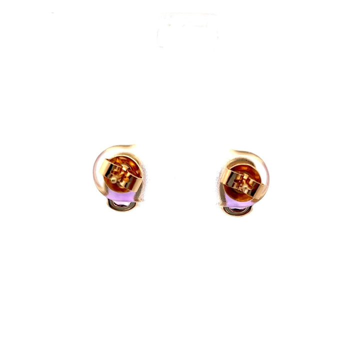 Estate 14K Yellow Gold 2.4TCW Oval Amethyst Half Bezel Stud Earrings