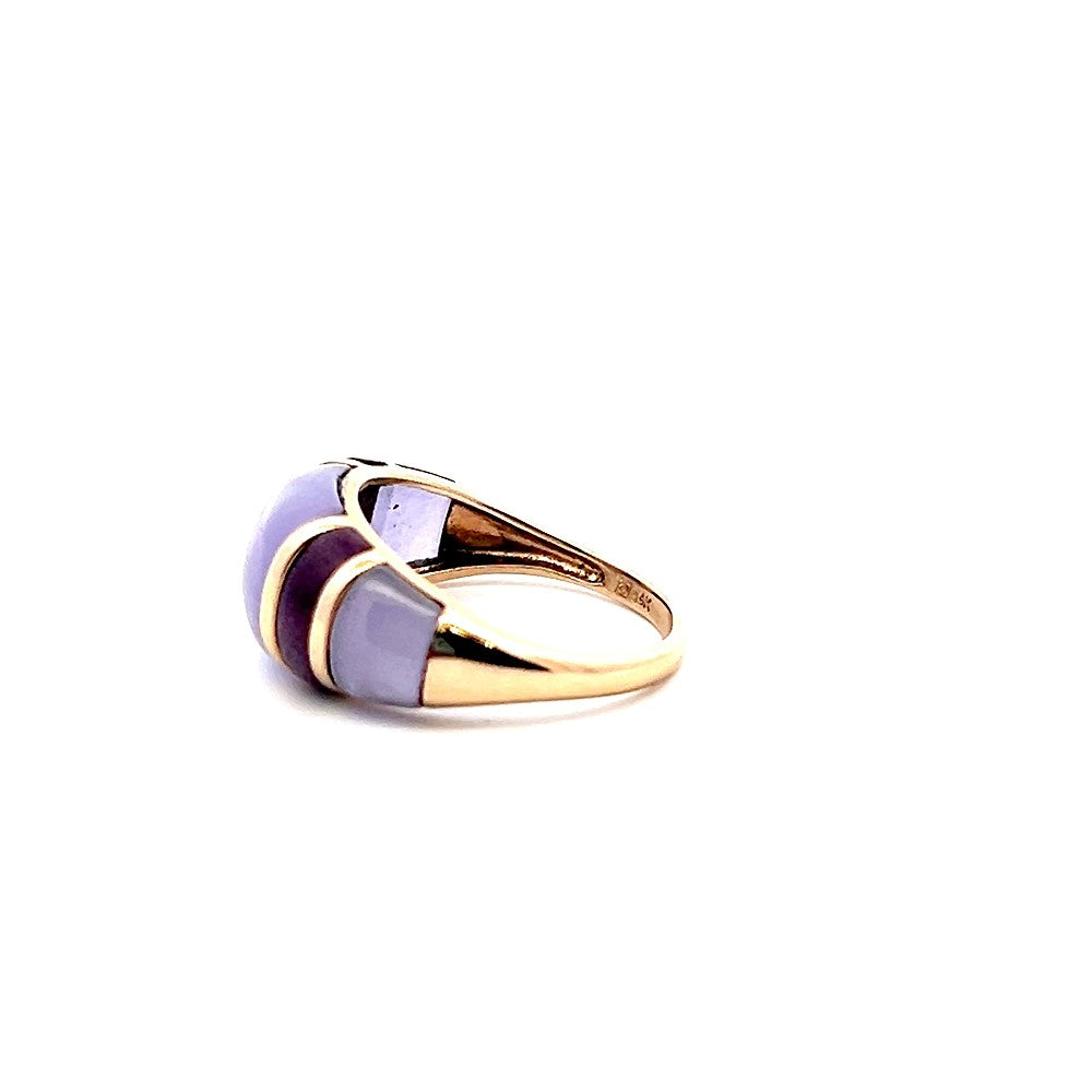 Estate 14K Yellow Gold Cabochon Amethyst Inlay Dome Ring