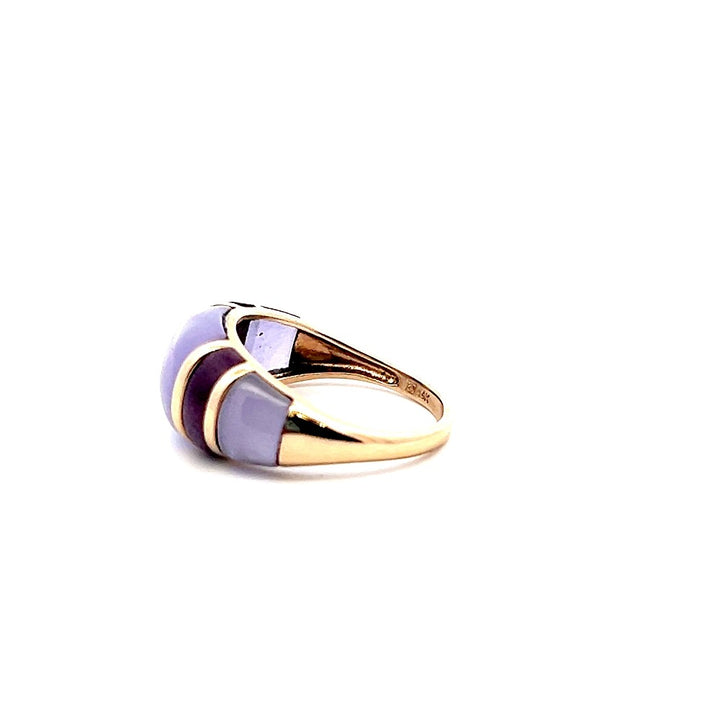 Estate 14K Yellow Gold Cabochon Amethyst Inlay Dome Ring