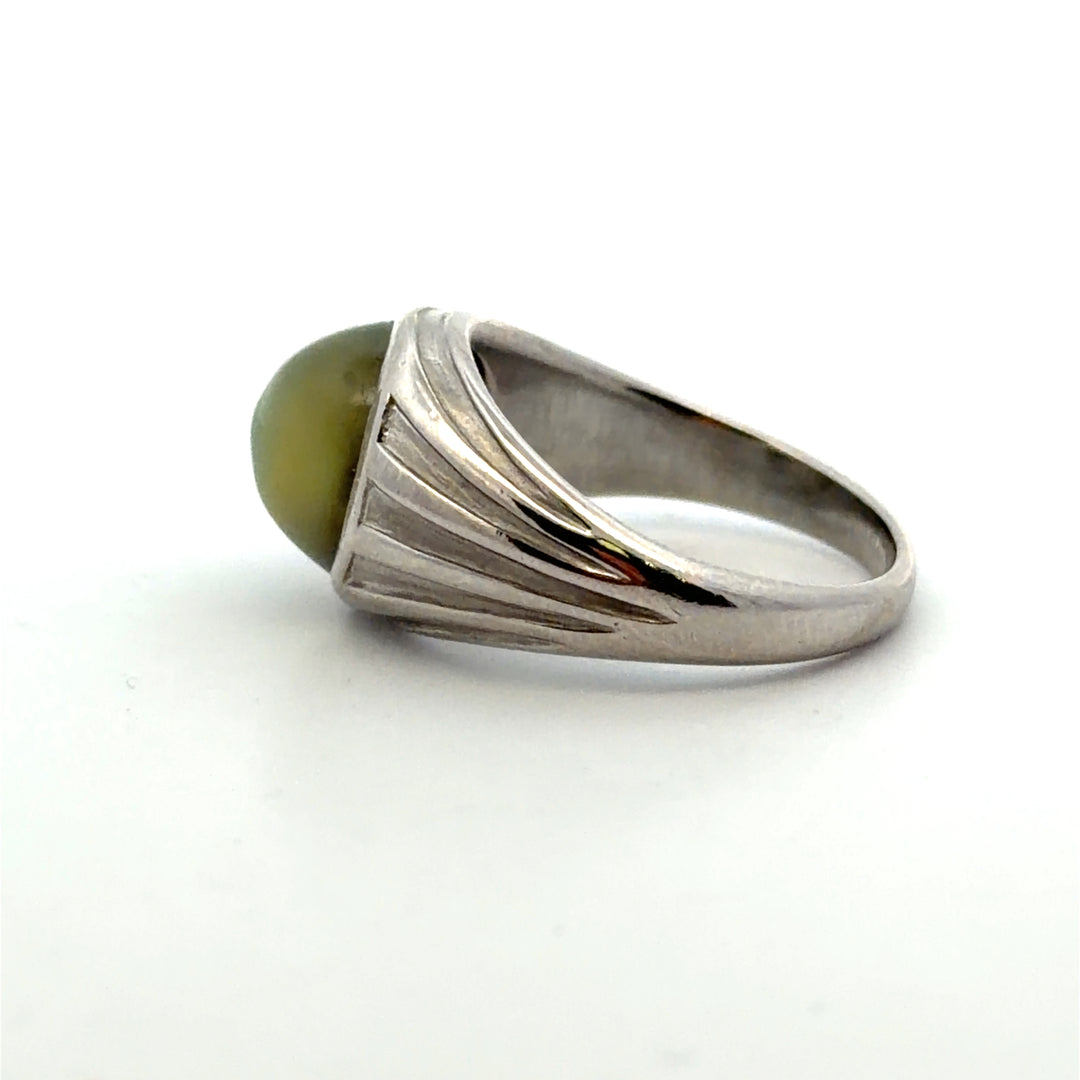 Estate Platinum 5.06CTW Cat's Eye Chrysoberyl Art Deco Ring by Tiffany & Co.