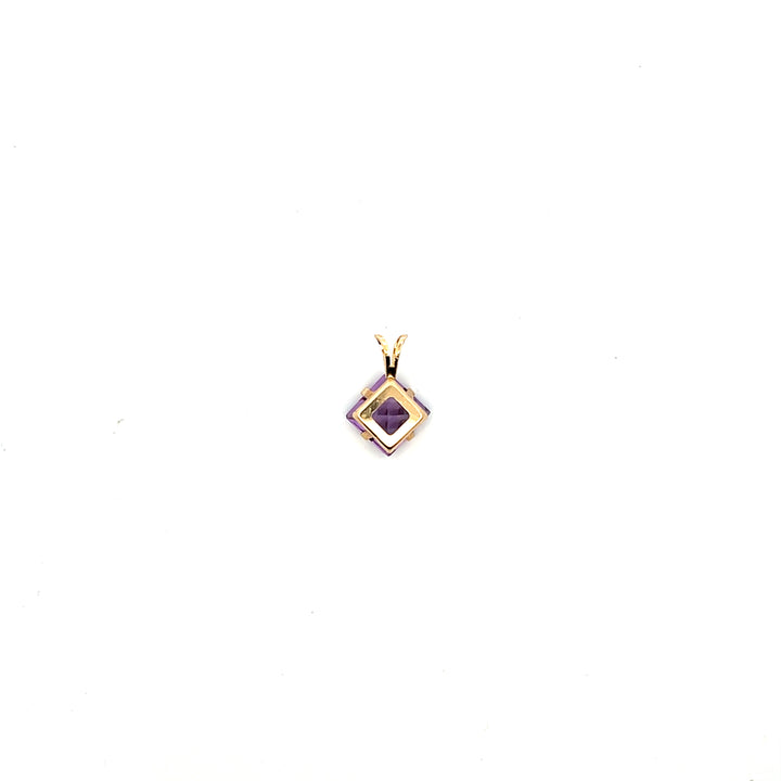 Estate 14K Yellow Gold 2.40CT Square Step-Cut Amethyst Pendant