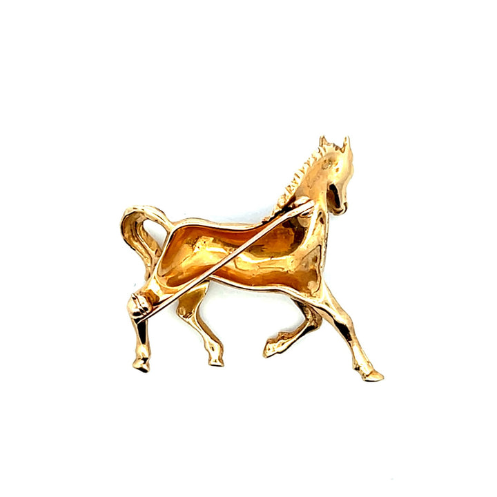 Estate 14K Yellow Gold Horse Figural Vintage Brooch