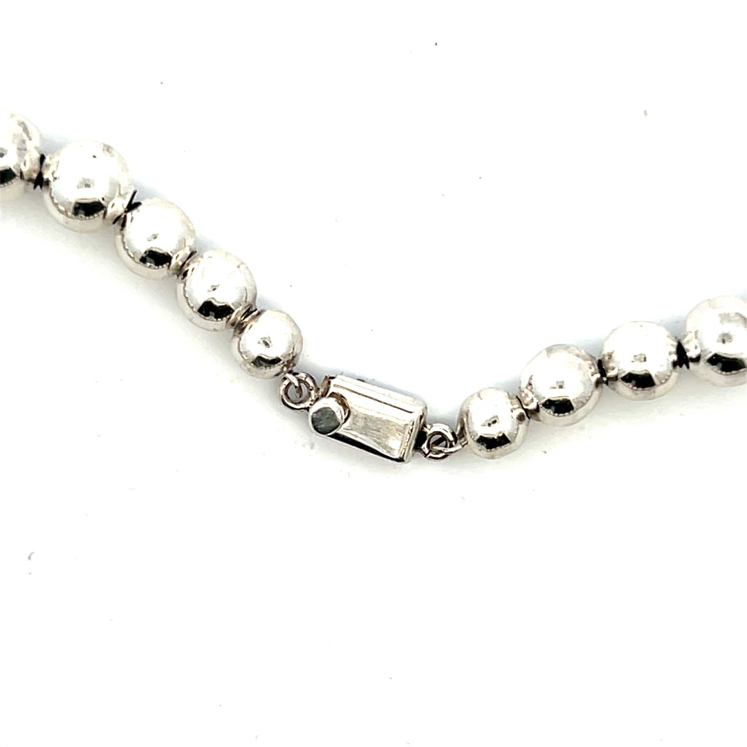 Estate Sterling Silver Graduated Bead Necklace