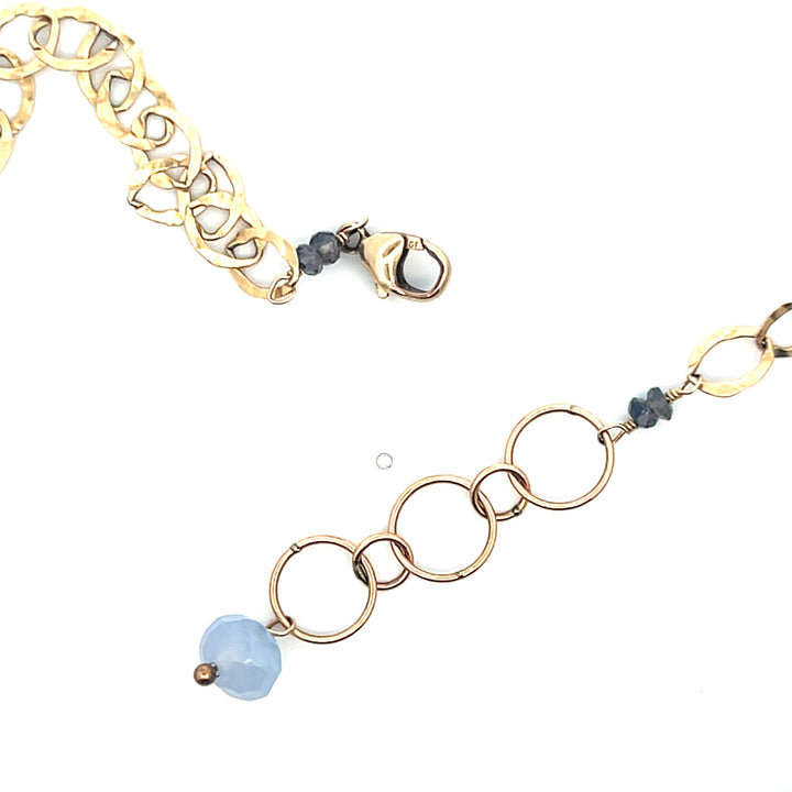 Estate 14K Yellow Gold-Filled Blue Lace Agate Bib Necklace