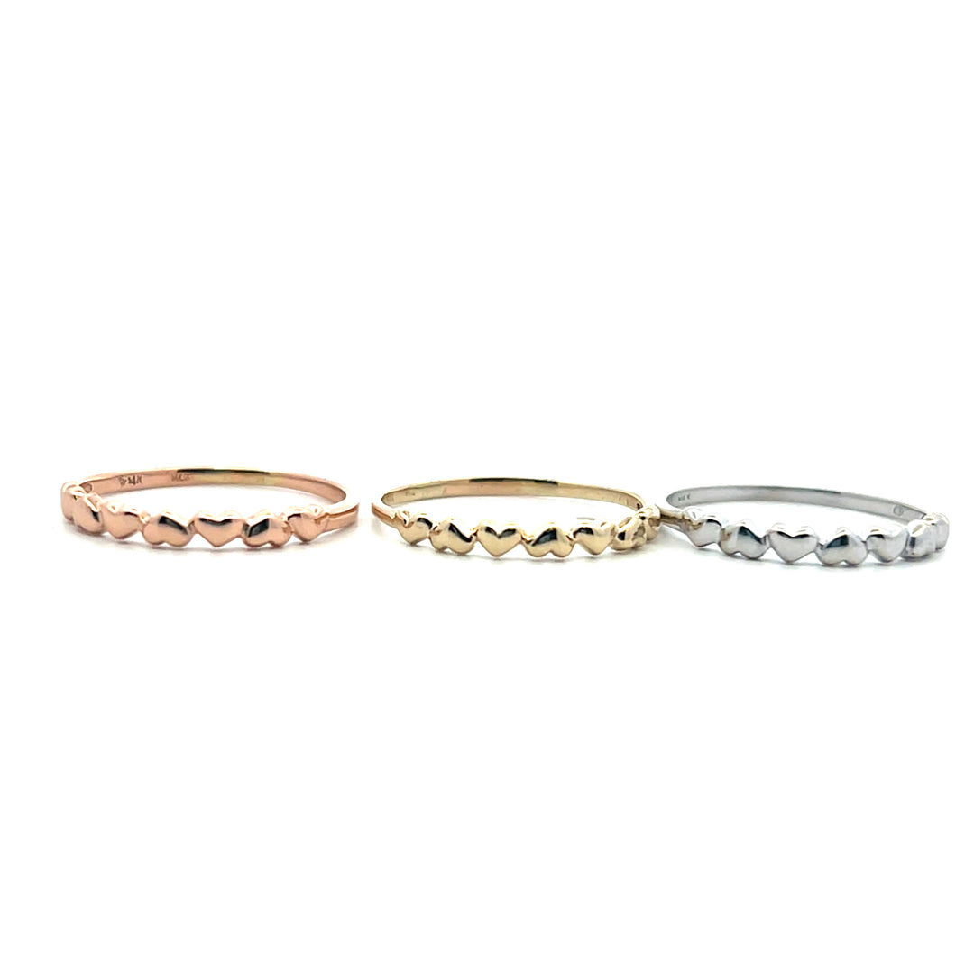 Estate 14K Three Tone Gold Heart Stacking Band Set