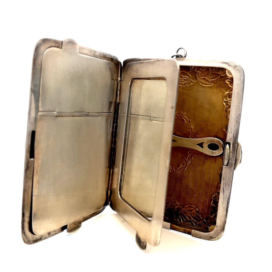 Estate Sterling Silver Floral Engraved Coin Purse and Dance Minaudière, circa 1915