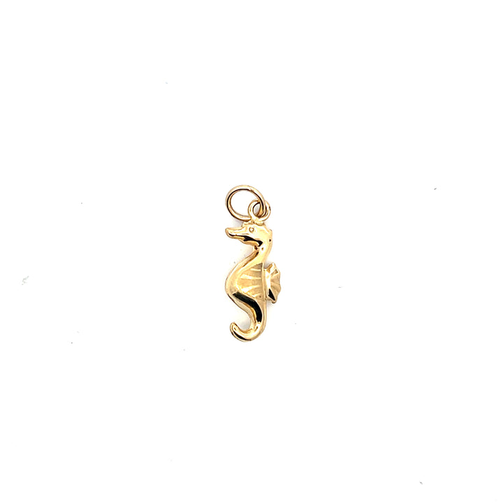 18K Yellow Gold Hollow Seahorse Charm