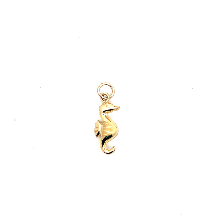 18K Yellow Gold Hollow Seahorse Charm