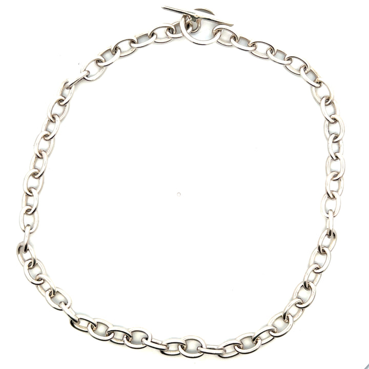 Estate Sterling Silver 8.12MM Cable Chain Necklace with Toggle Clasp, 16"