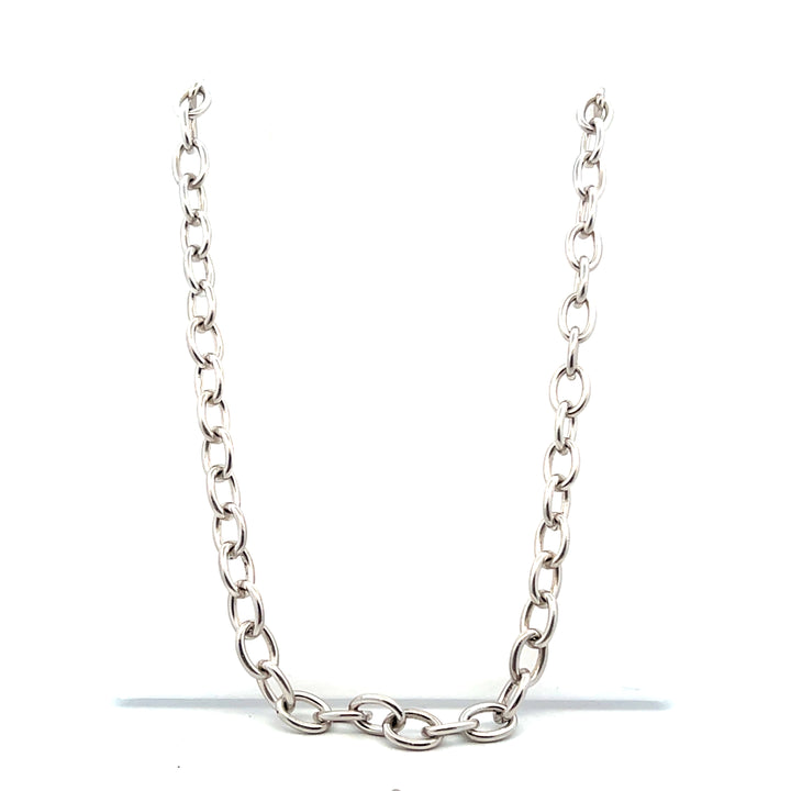 Estate Sterling Silver 8.12MM Cable Chain Necklace with Toggle Clasp, 16"