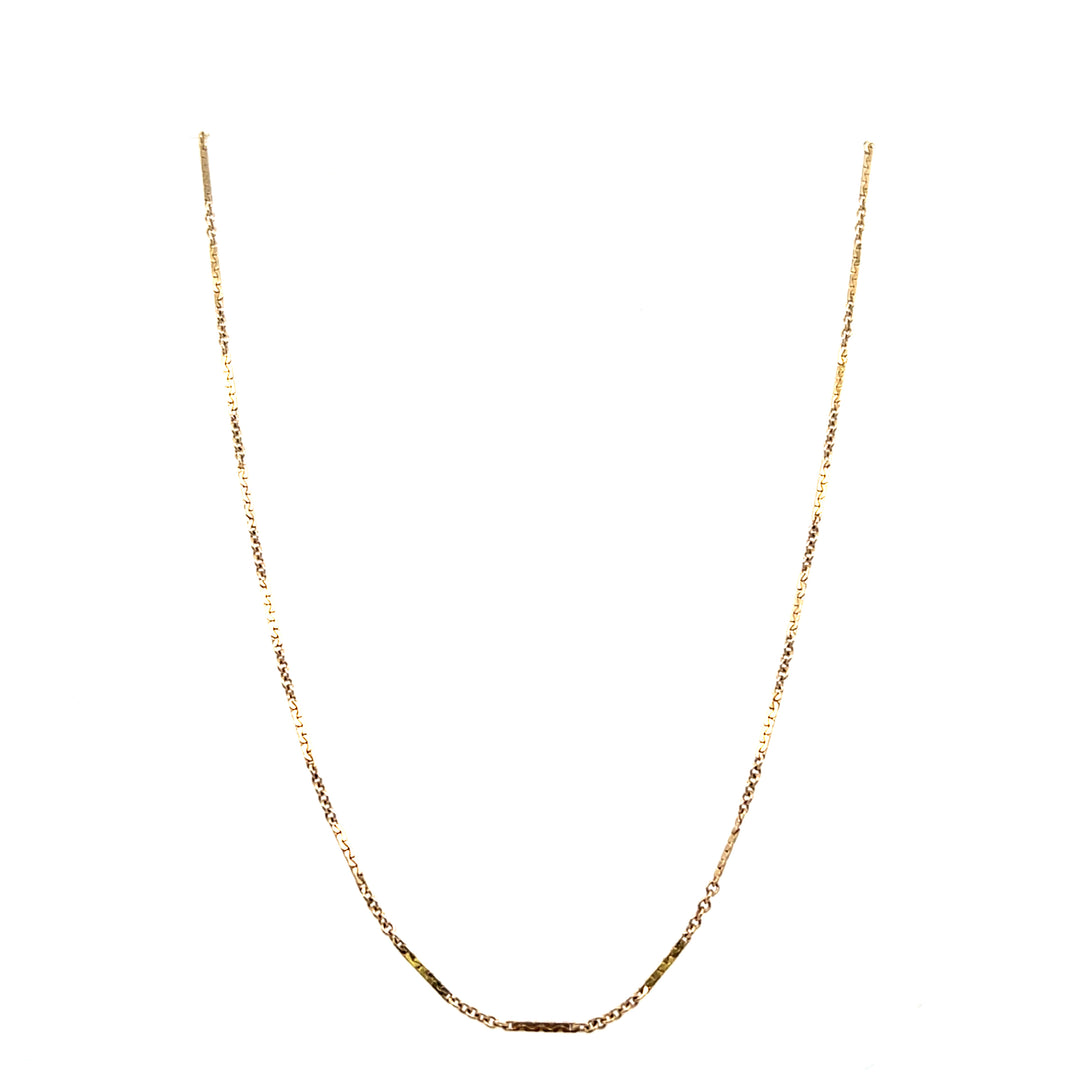 Estate 14K Yellow Gold Bar & Cable Link Necklace, 16", circa 1930s