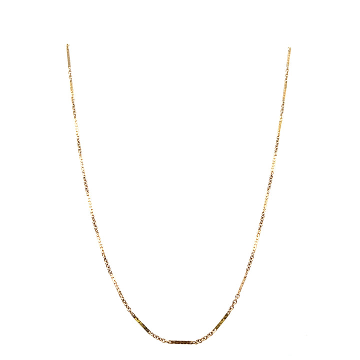 Estate 14K Yellow Gold Bar & Cable Link Necklace, 16", circa 1930s