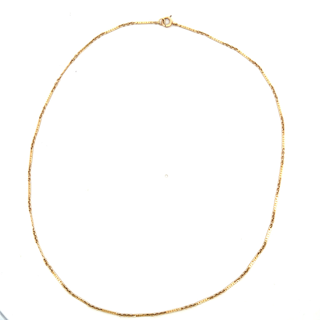 Estate 14K Yellow Gold Bar & Cable Link Necklace, 16", circa 1930s