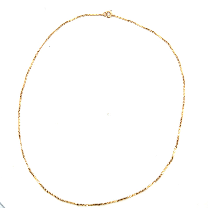 Estate 14K Yellow Gold Bar & Cable Link Necklace, 16", circa 1930s