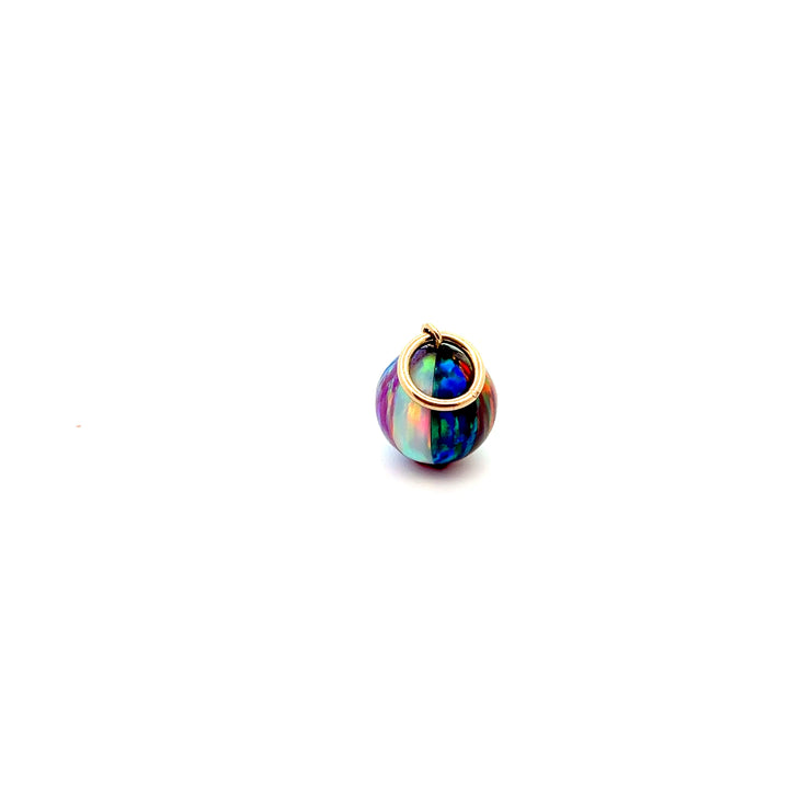 Estate 14K Yellow Gold Synthetic Opal Beach Ball Charm with 5mm Bail