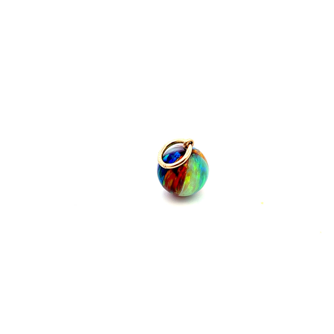 Estate 14K Yellow Gold Synthetic Opal Beach Ball Charm with 5mm Bail