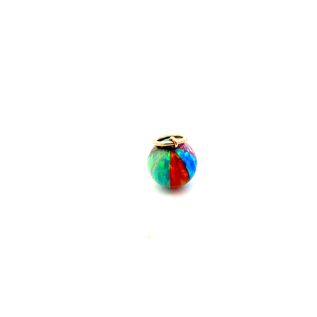 Estate 14K Yellow Gold Synthetic Opal Beach Ball Charm with 5mm Bail