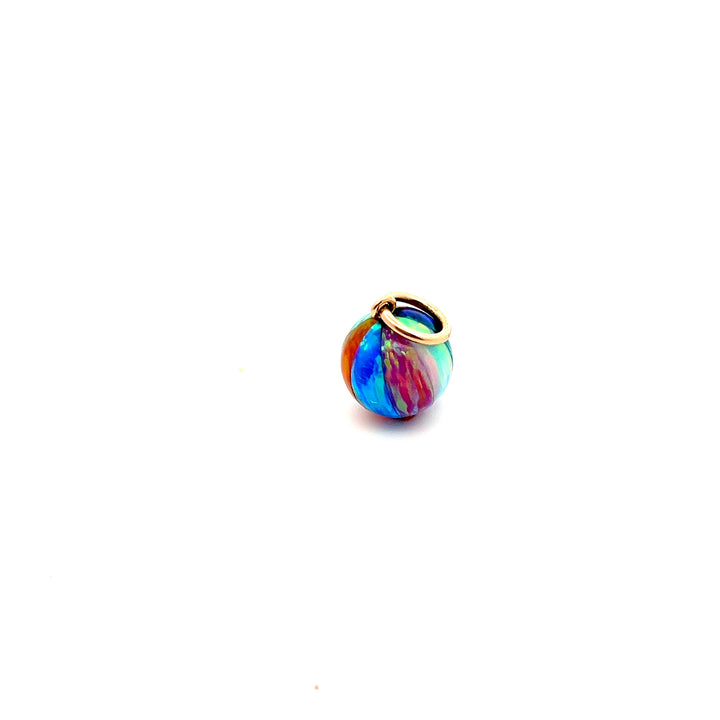 Estate 14K Yellow Gold Synthetic Opal Beach Ball Charm with 5mm Bail