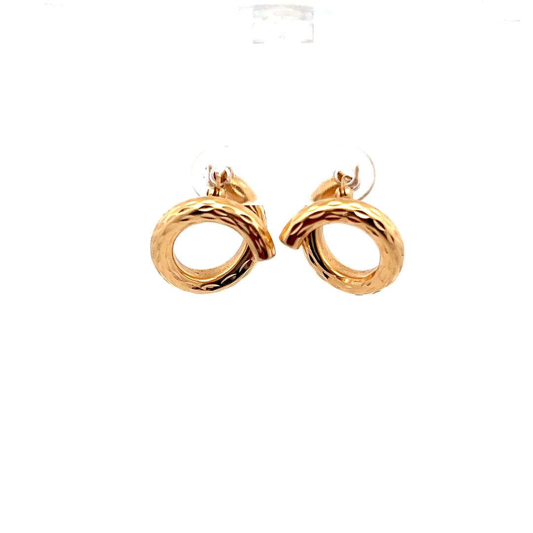 Estate 14K Yellow Gold Diamond Cut Twist Hoop Earrings, circa 1990s