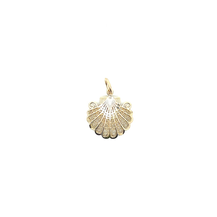 Estate 14K Yellow & White Gold Two-Tone Filigree Seashell Pendant