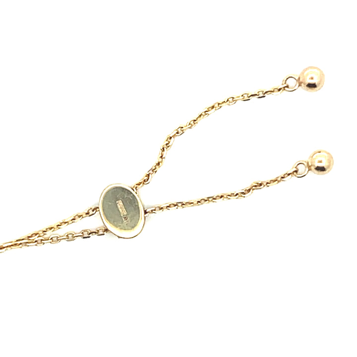 Estate Effy 14K Yellow Gold Double Cabochon Turquoise Station Bolo Bracelet