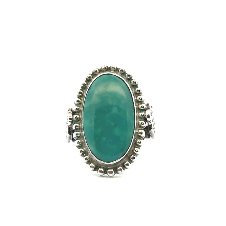 Estate Sterling Silver Oval Cabochon Variscite Ring
