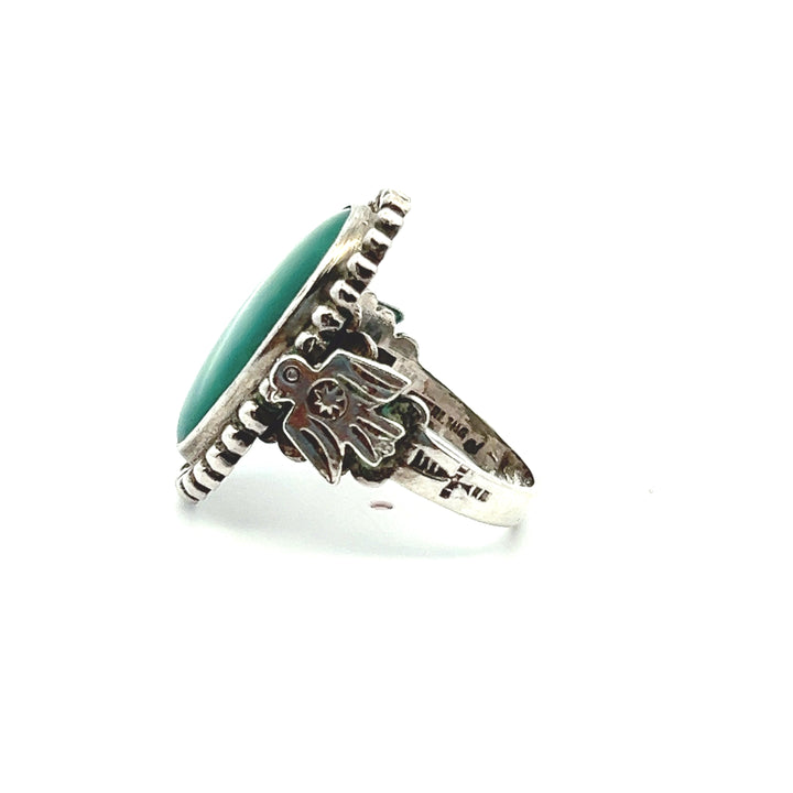 Estate Sterling Silver Oval Cabochon Variscite Ring