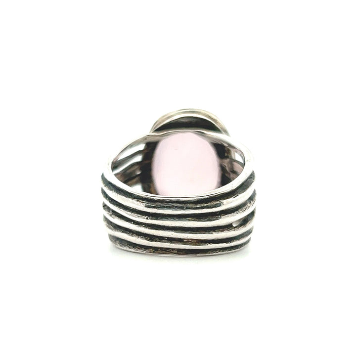 Estate Silpada Sterling Silver Faceted Oval Pink Glass Ring
