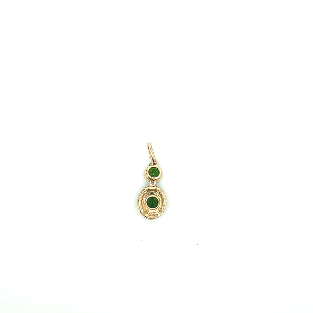 Estate 10K Yellow Gold Chrome Diopside & Cubic Zirconia Pendant