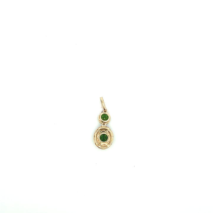 Estate 10K Yellow Gold Chrome Diopside & Cubic Zirconia Pendant