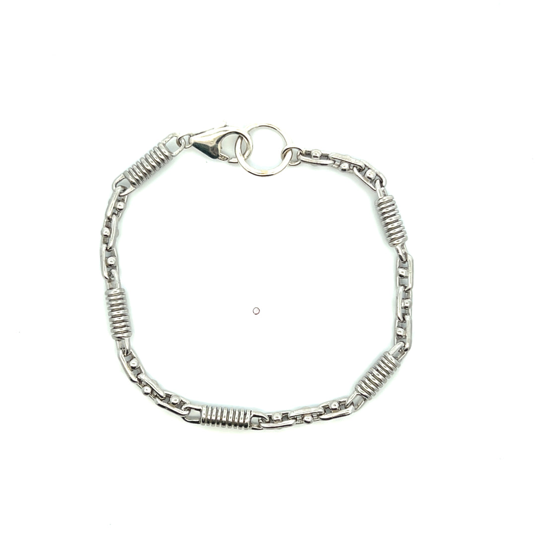 Estate Sterling Silver Fancy Link Bracelet with Lobster Toggle Clasp