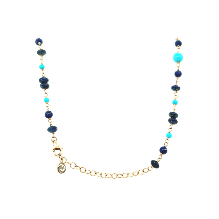 Estate Effy 14K Yellow Gold Lapis Lazuli & Turquoise Beaded Necklace