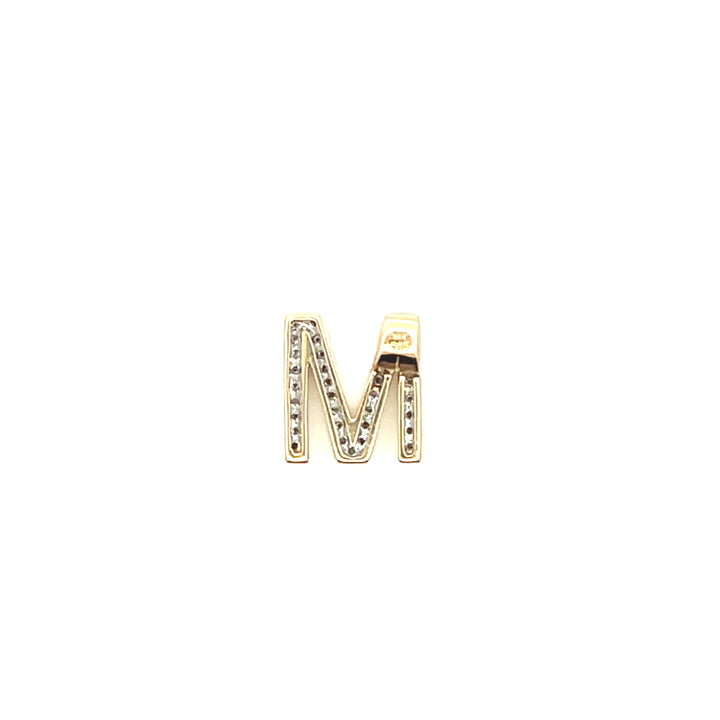 Estate 14K Yellow Gold Diamond Pavé "M" Initial Pendant