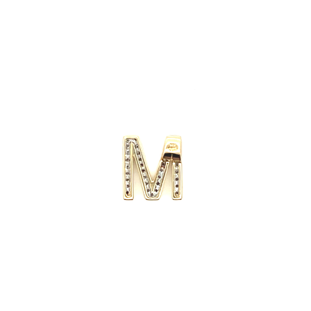 Estate 14K Yellow Gold Diamond Pavé "M" Initial Pendant