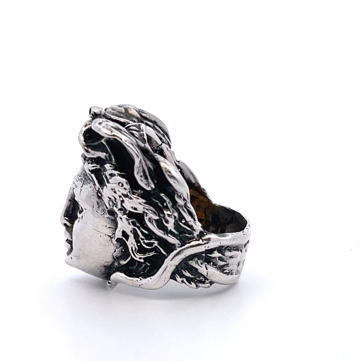 Estate Sterling Silver Mercury Head Ring