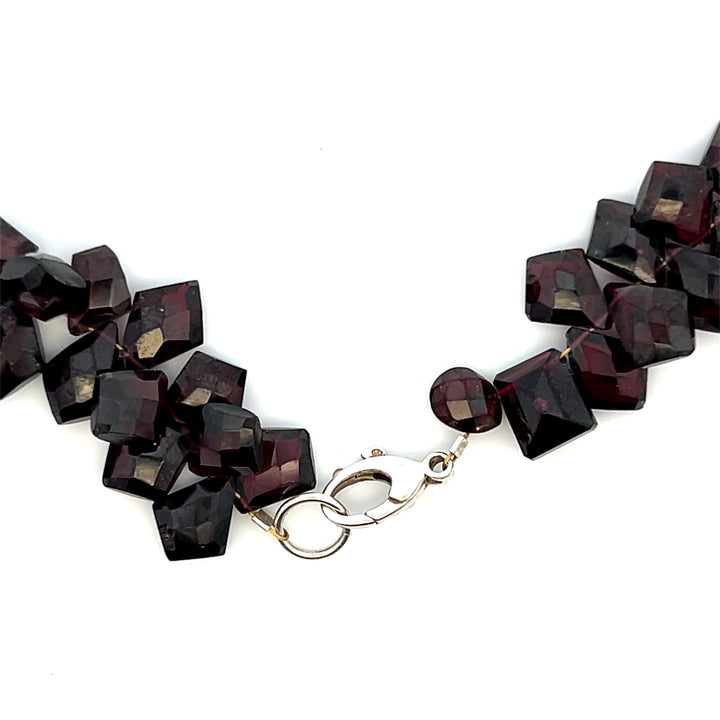 Estate Sterling Silver Garnet Briolette Cluster Necklace