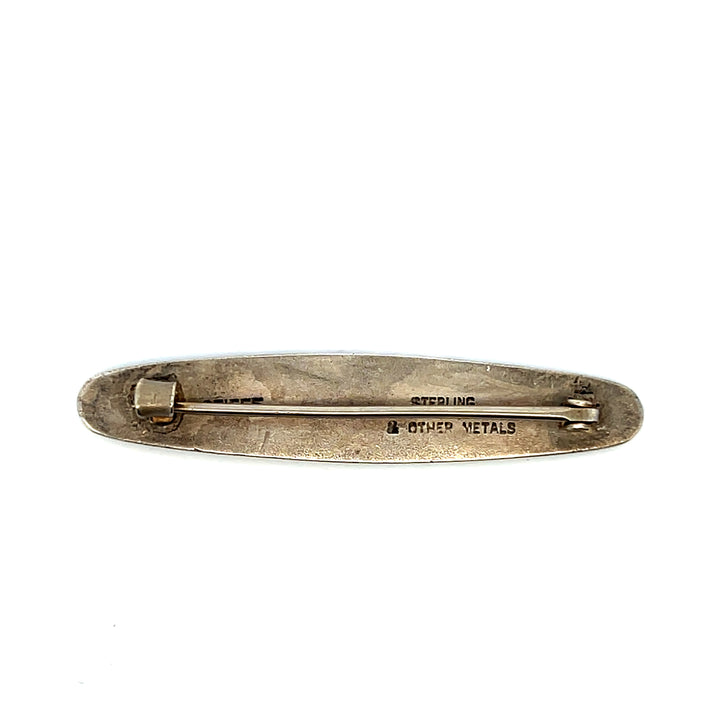 Estate Stieff Sterling Silver Rose & Floral Patterned Bar Pin Brooch