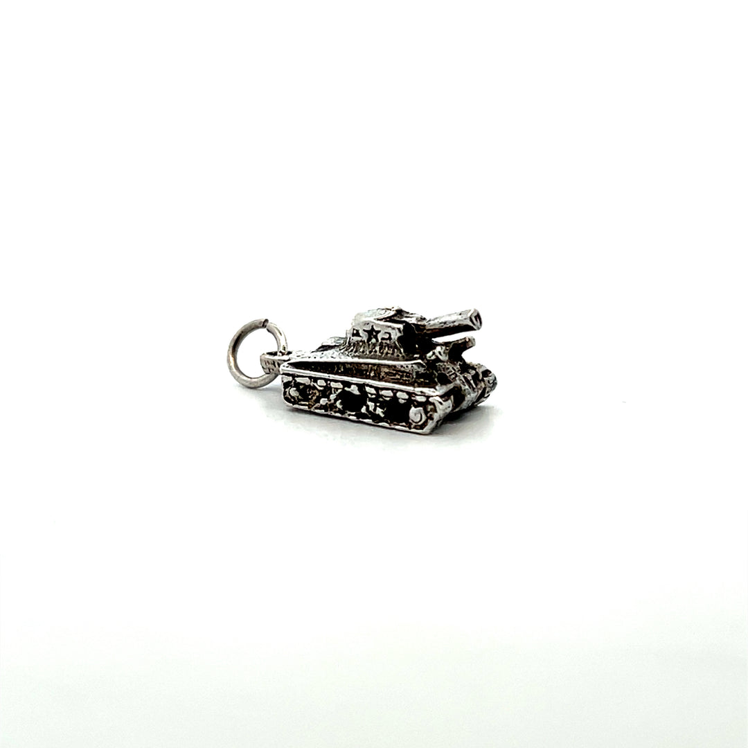 Estate Vintage Sterling Silver 3D Tank Charm