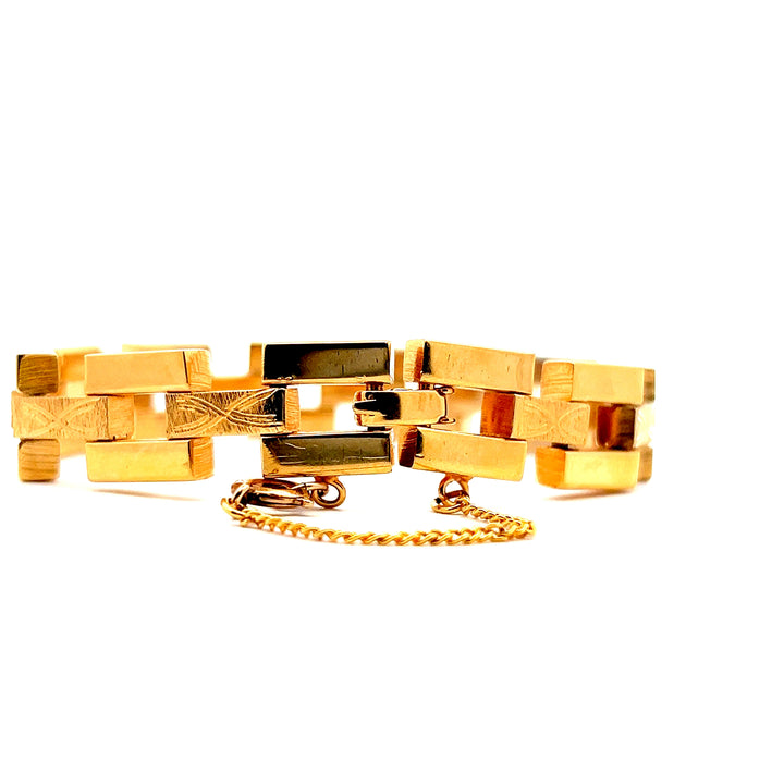 Estate Vintage Yellow Gold Coated Fancy Link Bracelet